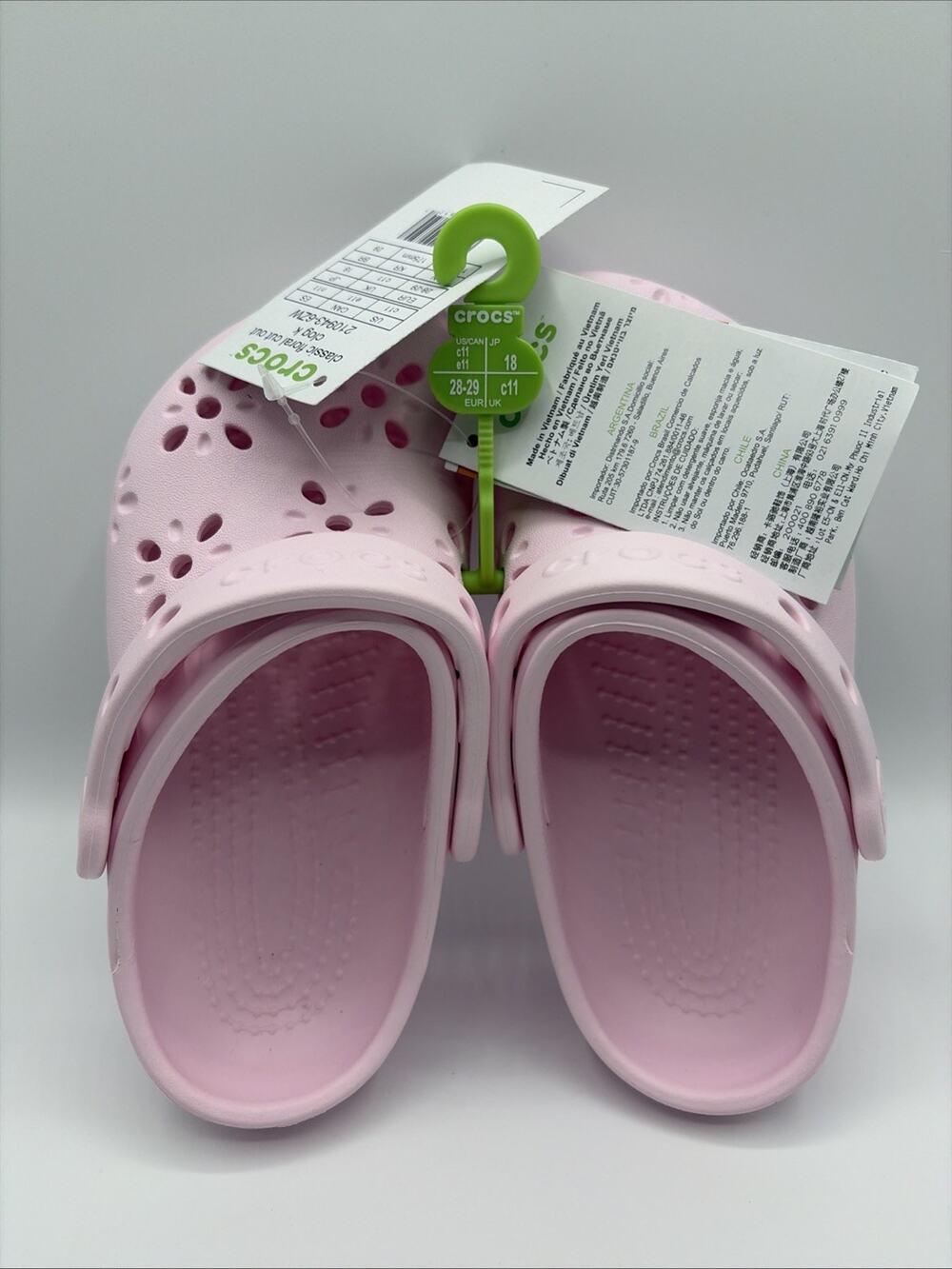 Crocs Floral Cut Classic Clog Light Pink Girl Kids Size C 11